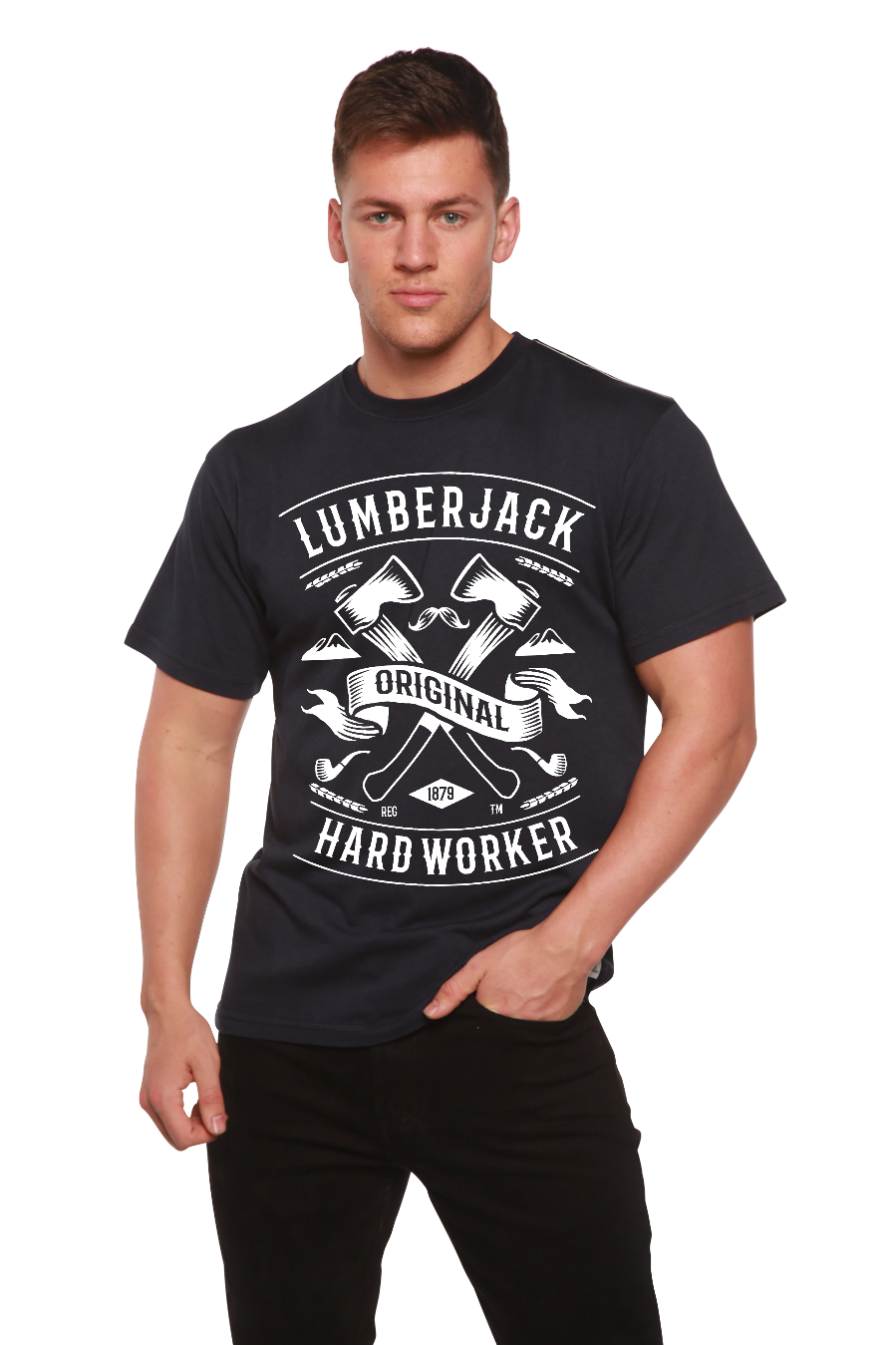 T-shirt graphique LumberJack à manches courtes en viscose de bambou/coton biologique pour homme
