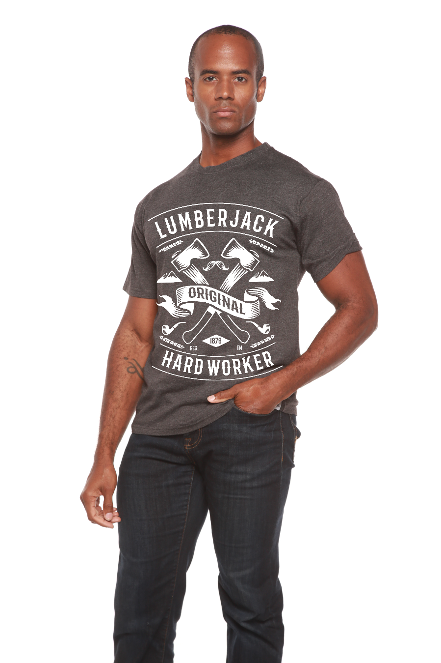 T-shirt graphique LumberJack à manches courtes en viscose de bambou/coton biologique pour homme