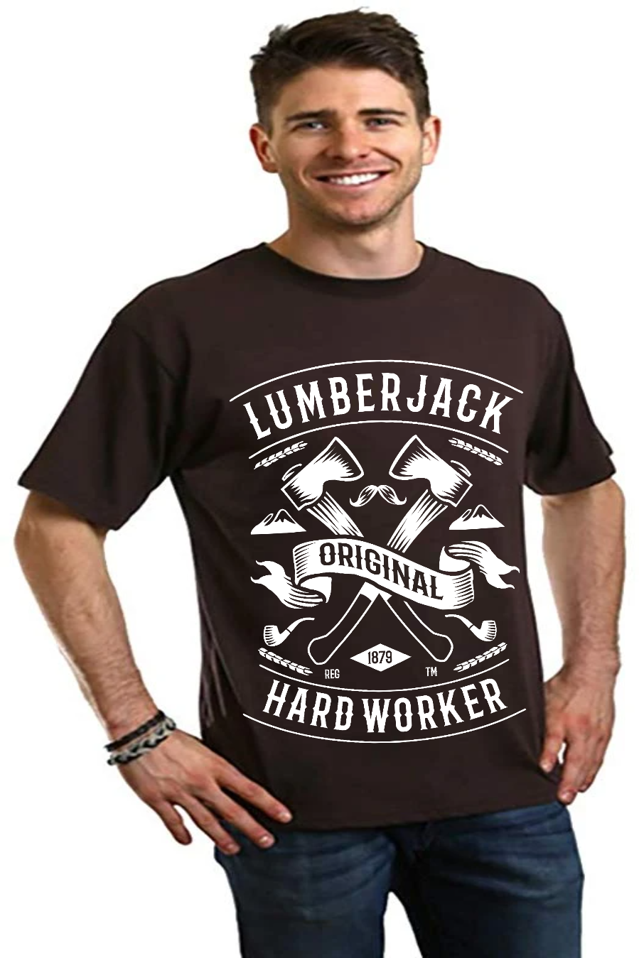 T-shirt graphique LumberJack à manches courtes en viscose de bambou/coton biologique pour homme