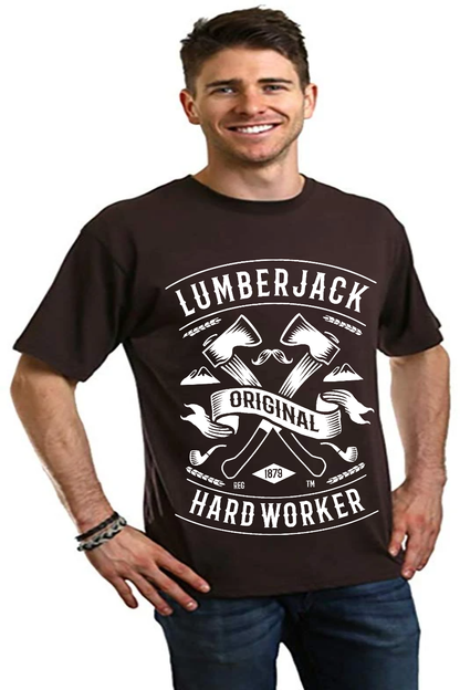 T-shirt graphique LumberJack à manches courtes en viscose de bambou/coton biologique pour homme