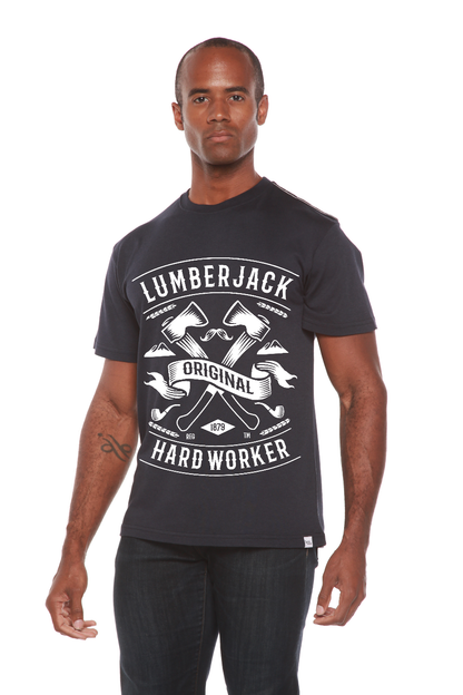 T-shirt graphique LumberJack à manches courtes en viscose de bambou/coton biologique pour homme