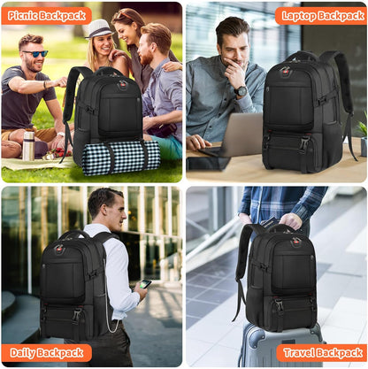 50L Travel Laptop Backpack 17.3 Inch TSA Waterproof with Insulated Compartment USB