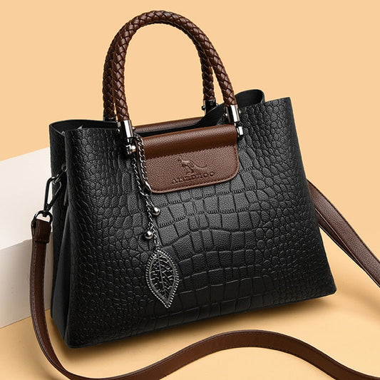 Bolso de hombro Amara de cuero genuino para mujer con 3 compartimentos