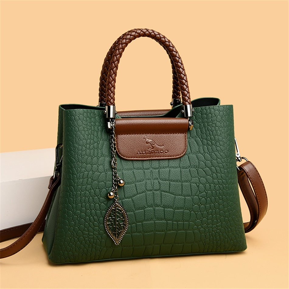 Amara Genuine Leather Handbag for Women 3 Compartment Shoulder Bag