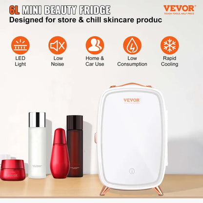 Luxury Skin Care 6L Mini Fridge with Mirror