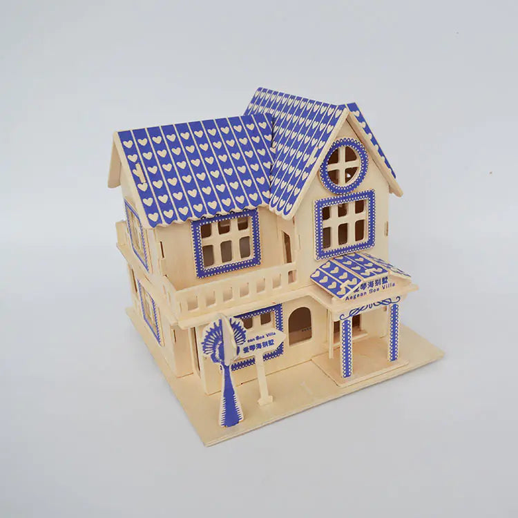 Puzzle 3D en bois - Modèle de maison (Villa Égéenne)