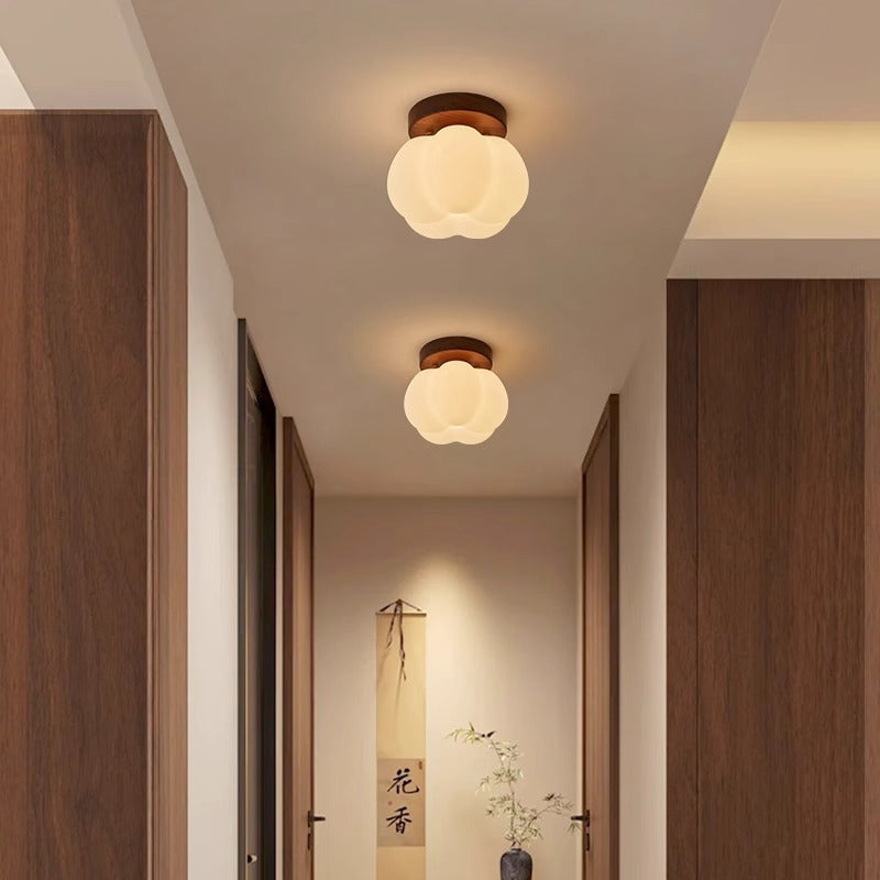 Pumpkin Flush Mount Ceiling Light Modern Round LED Ceiling Lamp
