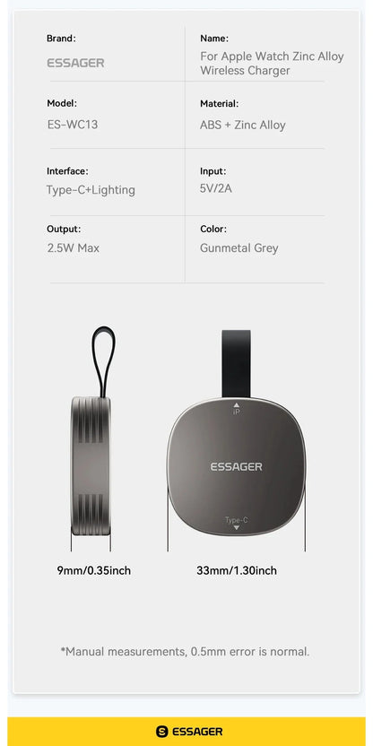 Magnetic Wireless Charger for Apple Watch | Fast Portable Charging Solution
