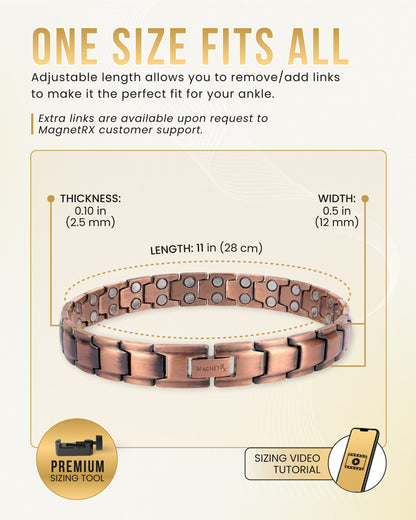 Ultra Strength Copper Magnetic Therapy Anklet for Men