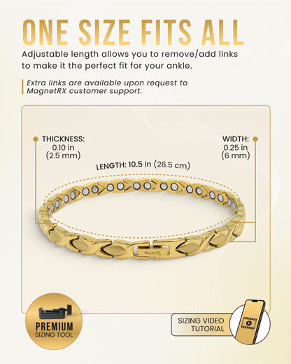 Ultra Strength Titanium Magnetic Therapy Anklet for Women (Gold)