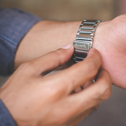 Magnetic Therapy Apple Watch Band Silver Stainless Steel