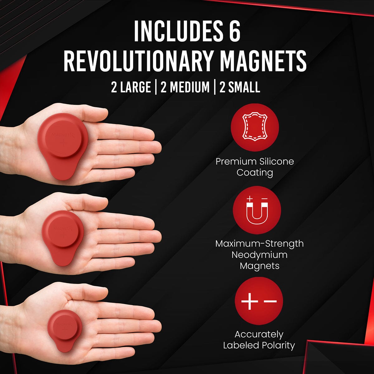 Biomagnetic Therapy Magnet Kit — Neodymium & Silicone (6 Mixed Unit)