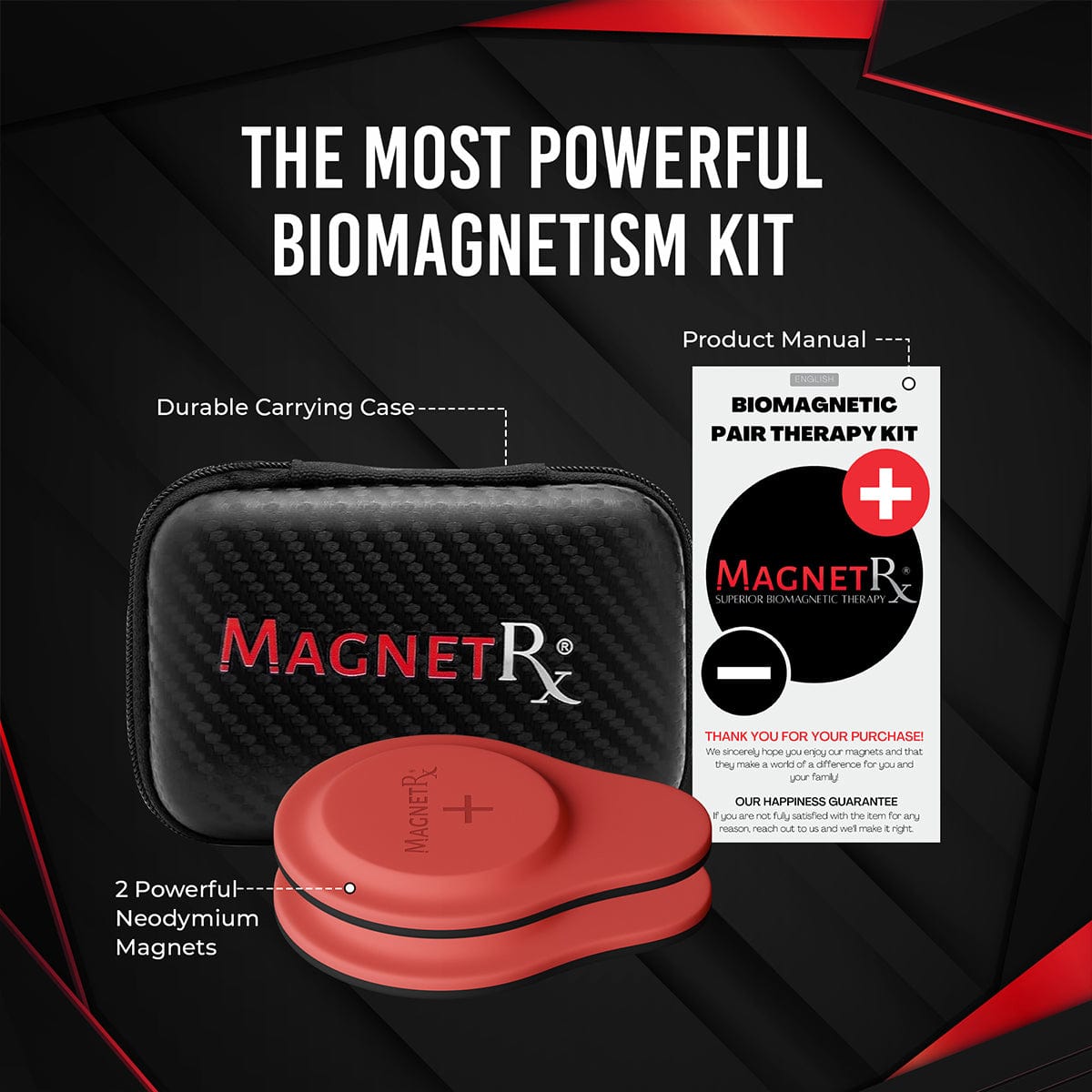 Biomagnetic Therapy Magnet Set — Neodymium & Silicone (2 Medium Magnets)