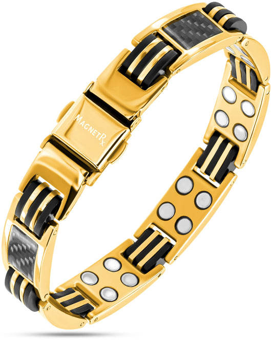 Bracelet magnétique en fibre de carbone pour hommes (Doré)