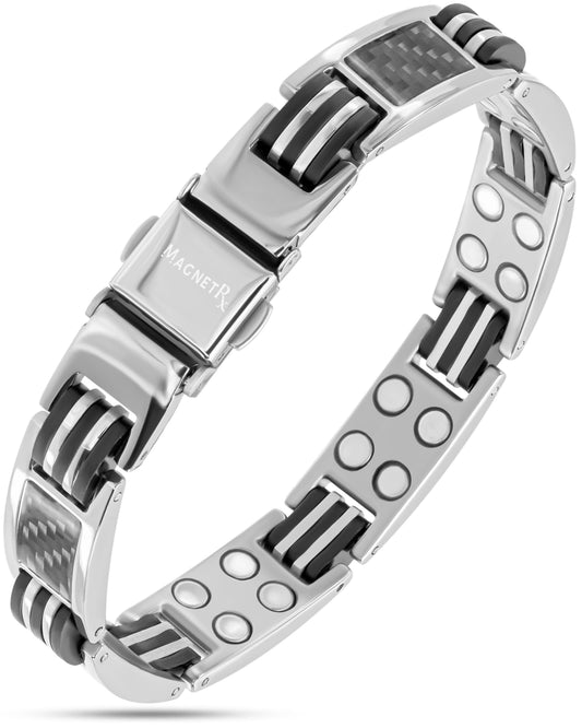 Bracelet Magnétique en Fibre de Carbone pour Hommes (Argent)