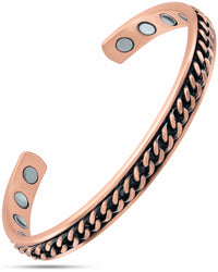 Curb Chain Inlay Copper Cuff Magnetic Therapy Bracelet for Men & Women