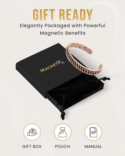 Curb Chain Inlay Copper Cuff Magnetic Therapy Bracelet for Men & Women