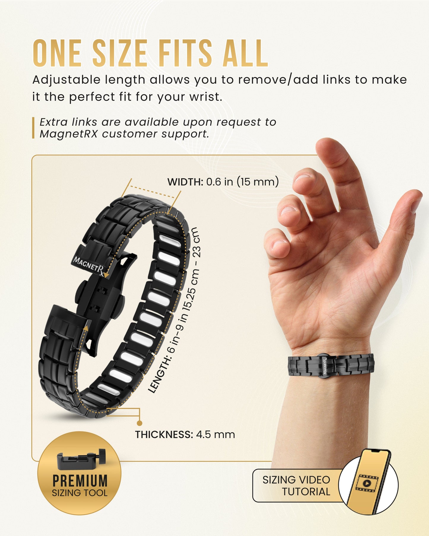 EllipseMAX Magnetic Bracelet for Men (Black)