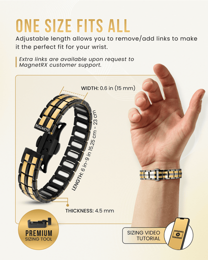 EllipseMAX Magnetic Bracelet for Men (Black & Gold)