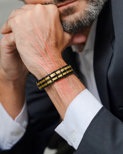 EllipseMAX Magnetic Bracelet for Men (Black & Gold)