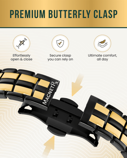 EllipseMAX Magnetic Bracelet for Men (Black & Gold)