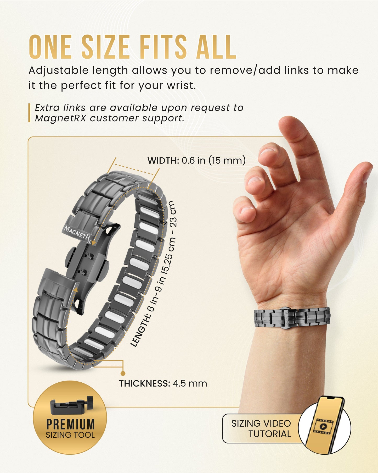 EllipseMAX Magnetic Bracelet for Men (Gunmetal)