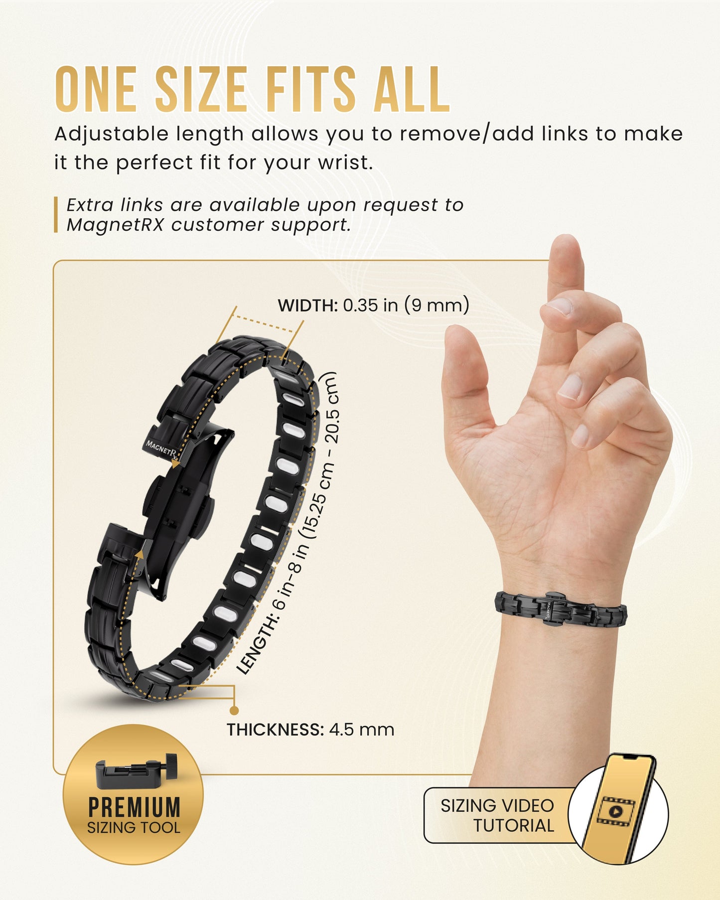 EllipseMAX Magnetic Bracelet for Women (Black)