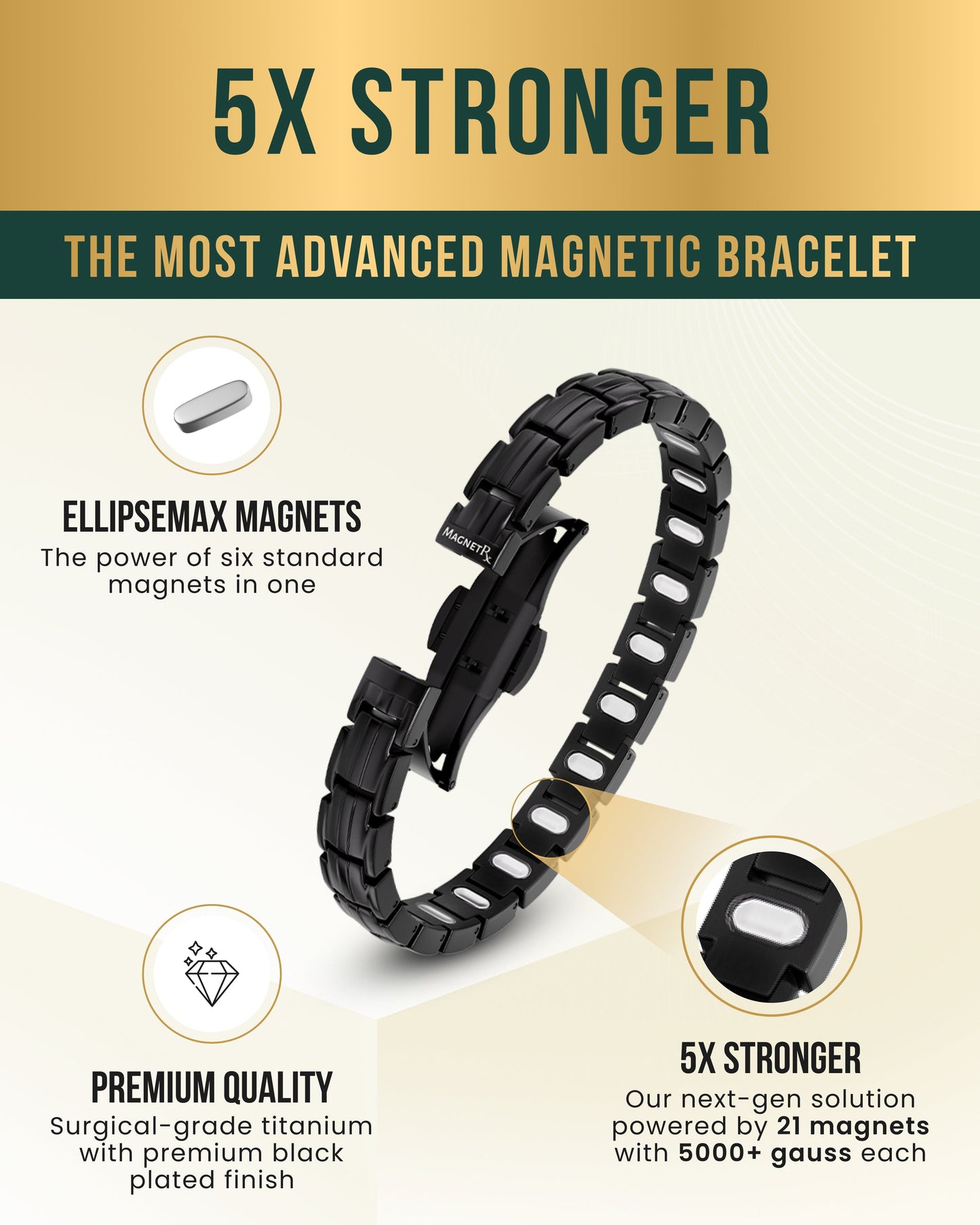 EllipseMAX Magnetic Bracelet for Women (Black)
