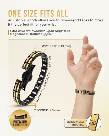 Bracelet magnétique EllipseMAX pour femme (noir et or)