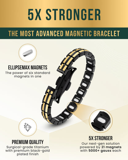 Bracelet magnétique EllipseMAX pour femme (noir et or)