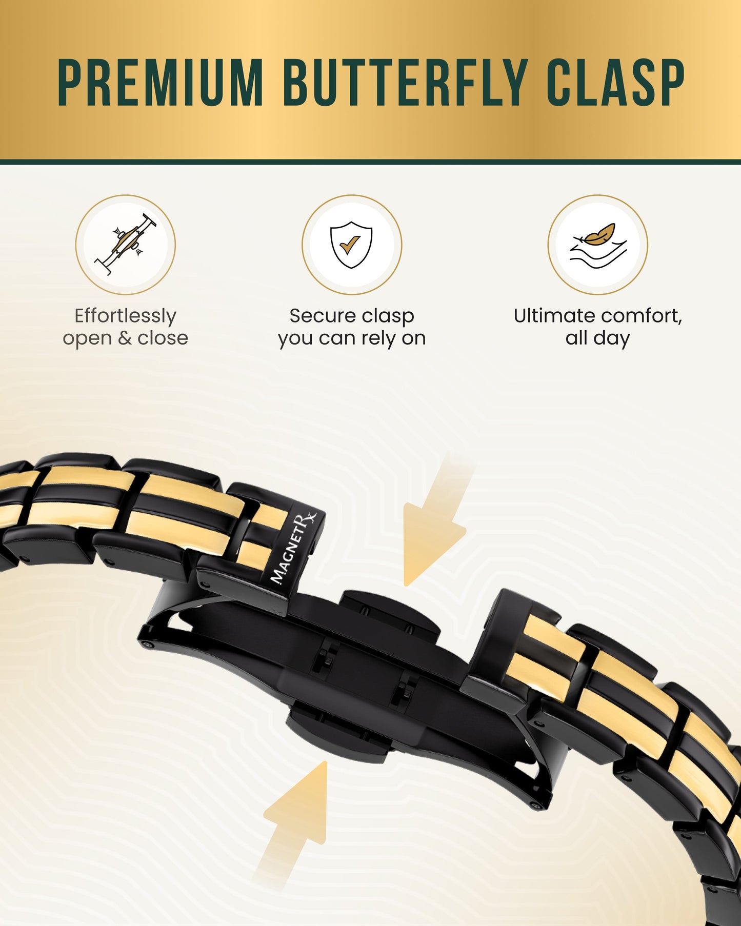Bracelet magnétique EllipseMAX pour femme (noir et or)