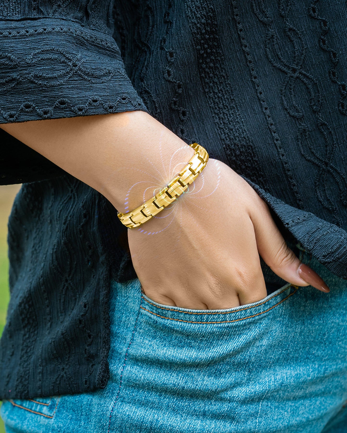 EllipseMAX Magnetic Bracelet for Women (Gold)