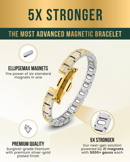 EllipseMAX Magnetic Bracelet for Women (Silver & Gold)
