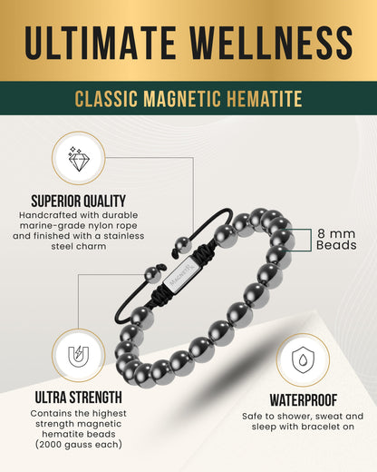 High Power Magnetic Hematite Bracelet Classic 8mm Bead
