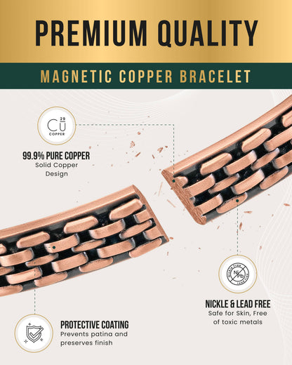 Link Chain Inlay Copper Cuff Magnetic Therapy Bracelet for Men & Women