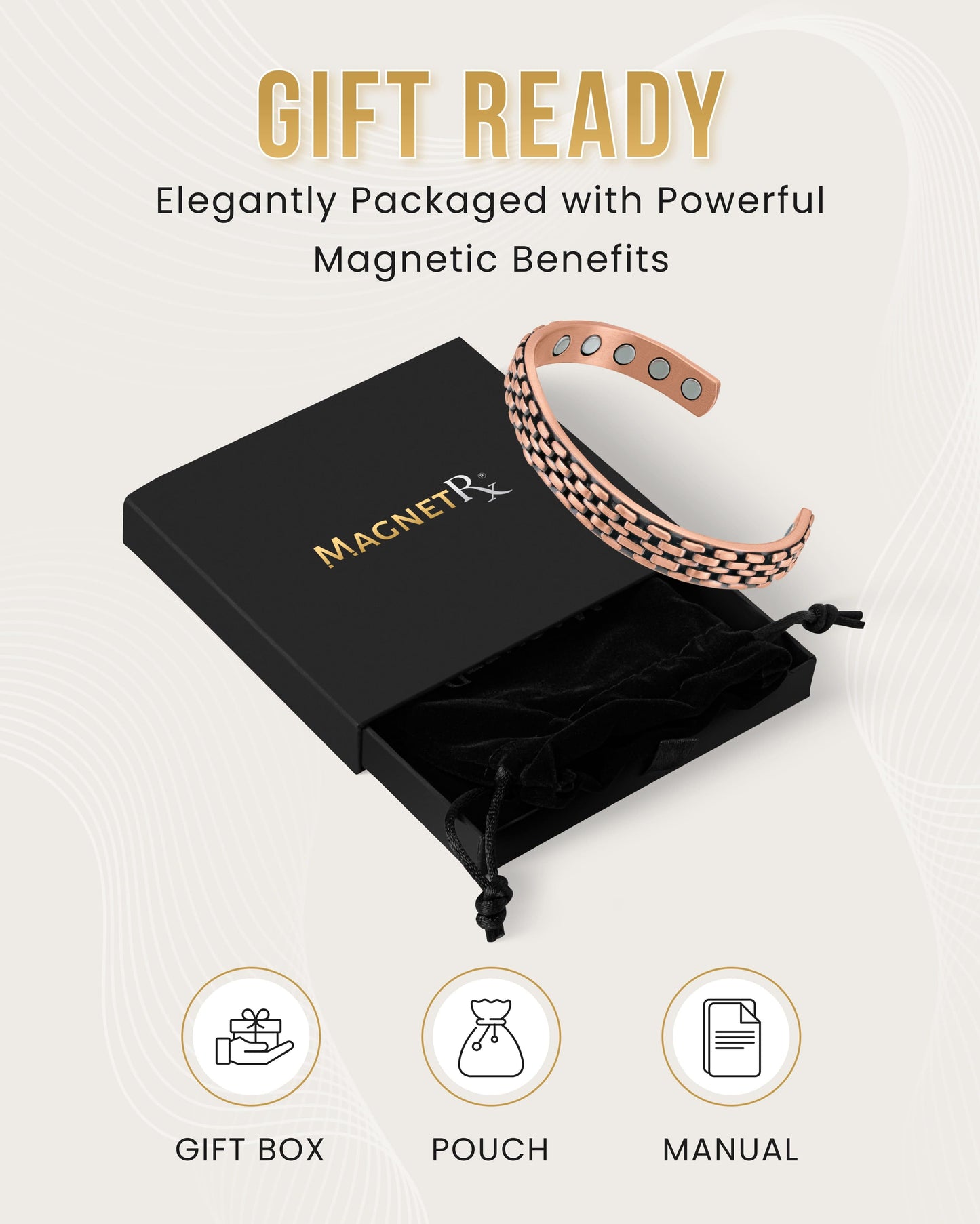 Link Chain Inlay Copper Cuff Magnetic Therapy Bracelet for Men & Women