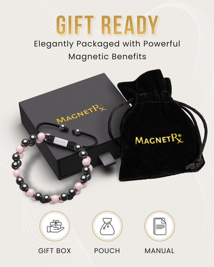 Magnetic Hematite & Rose Quartz Beaded Bracelet for Women