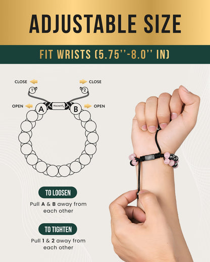 Magnetic Hematite & Rose Quartz Beaded Bracelet for Women