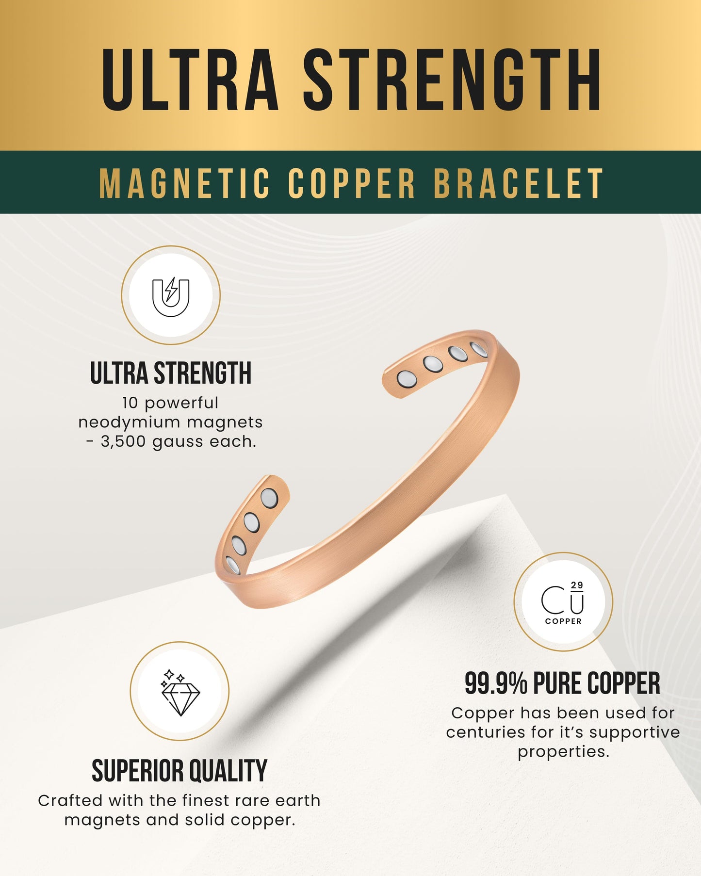 Pulsera de Cobre para Terapia Magnética