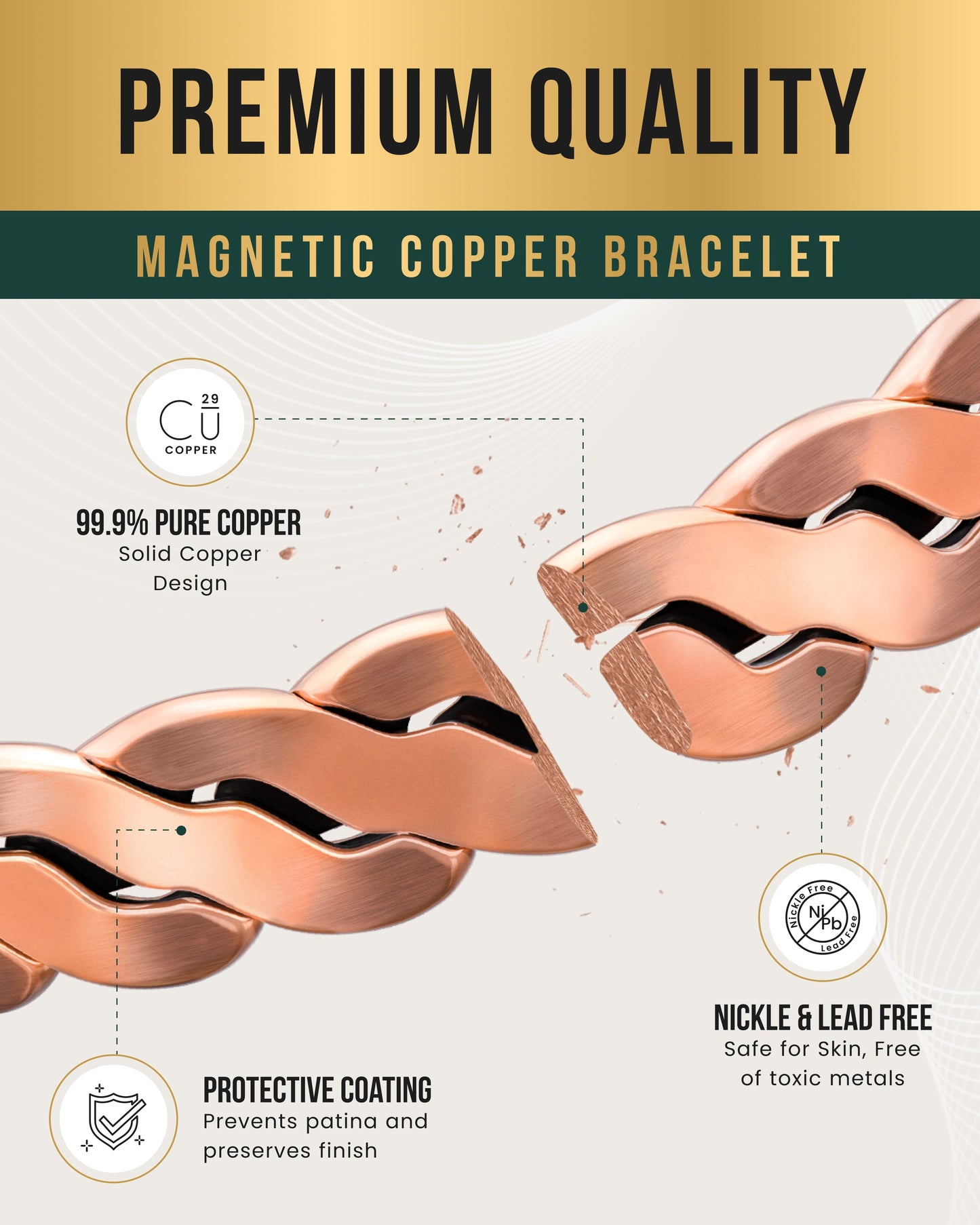 Rugged Twist Copper Magnetic Therapy Bracelet Bangle