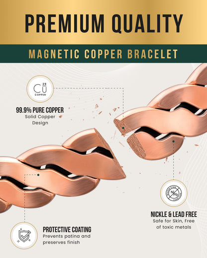 Rugged Twist Copper Magnetic Therapy Bracelet Bangle