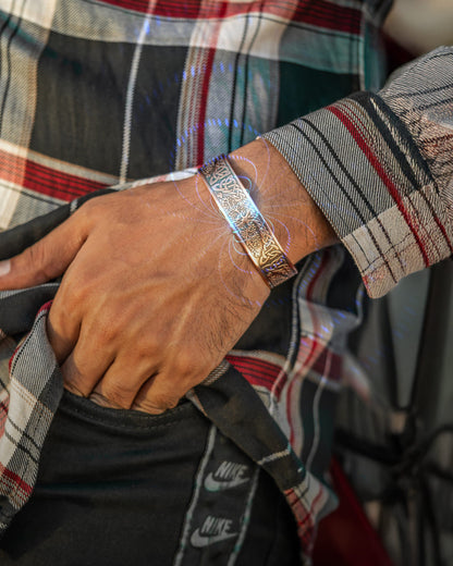 Stamped Irish Tree Magnetic Copper Bracelet Cuff for Men