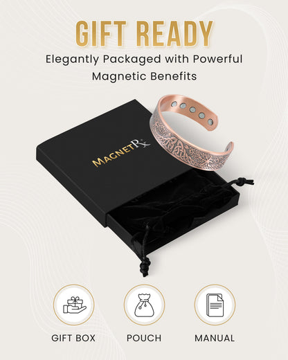 Stamped Irish Tree Magnetic Copper Bracelet Cuff for Men