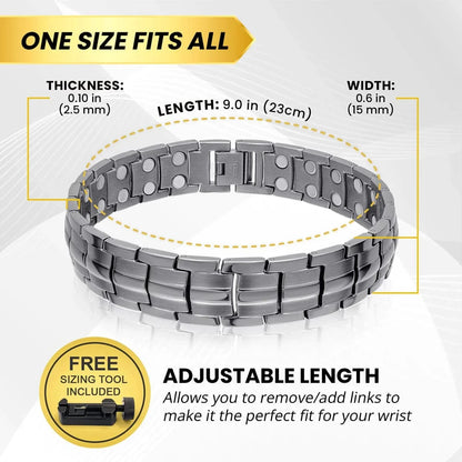 Ultra Strength Magnetic Therapy Bracelet Gunmetal Gray Classic