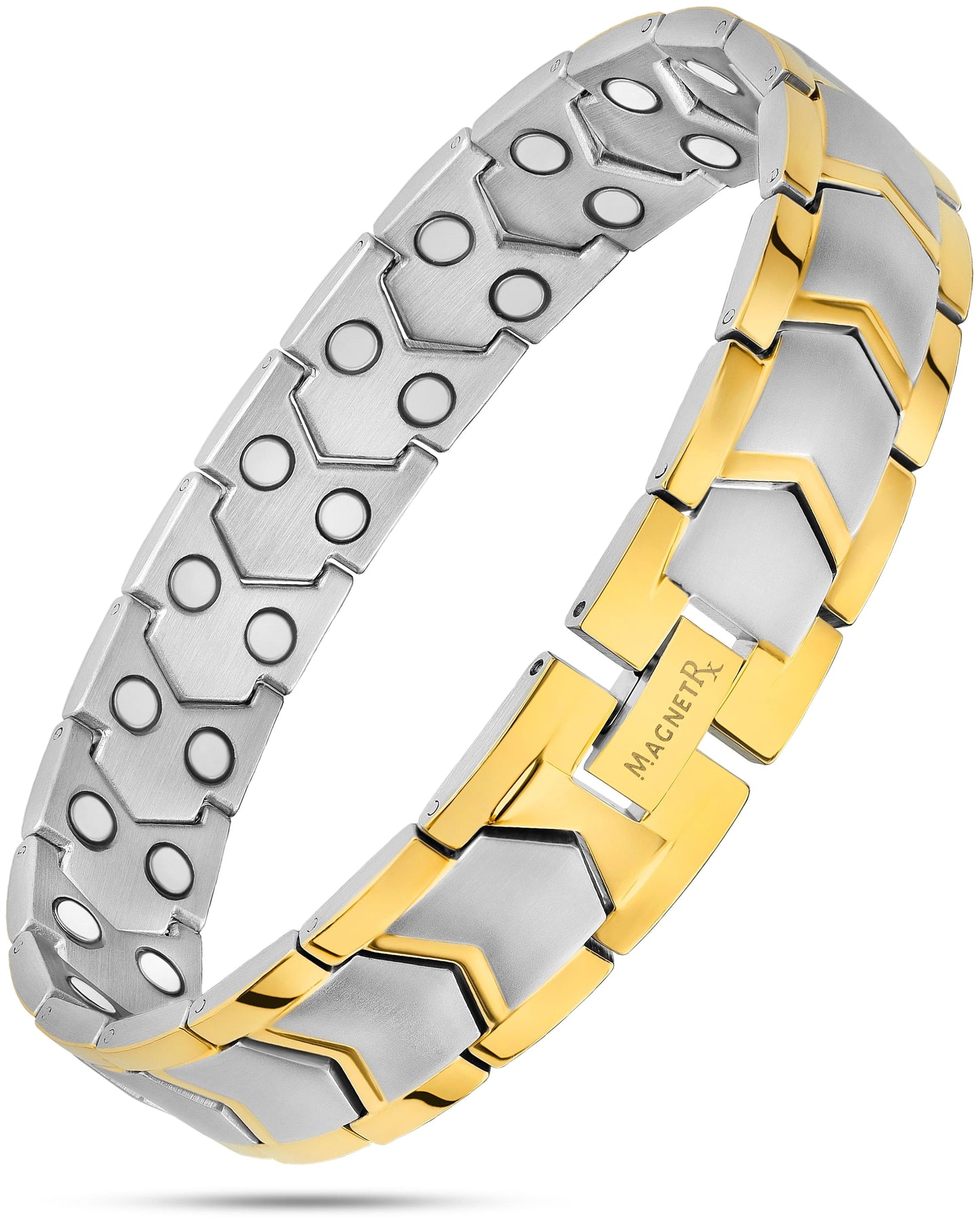 Ultra Strength Silver & Gold Arrow Chain Magnetic Therapy Bracelet