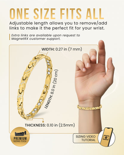 Women's Ultra Strength Magnetic Bracelet Crystal XO (Gold)