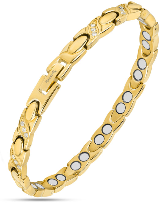 Women's Ultra Strength Magnetic Bracelet Crystal XO (Gold)
