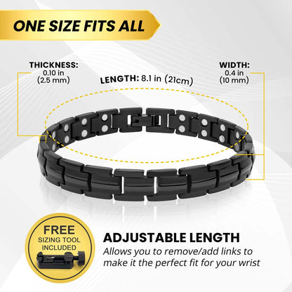 Women's Ultra Strength Magnetic Therapy Bracelet Black Titanium