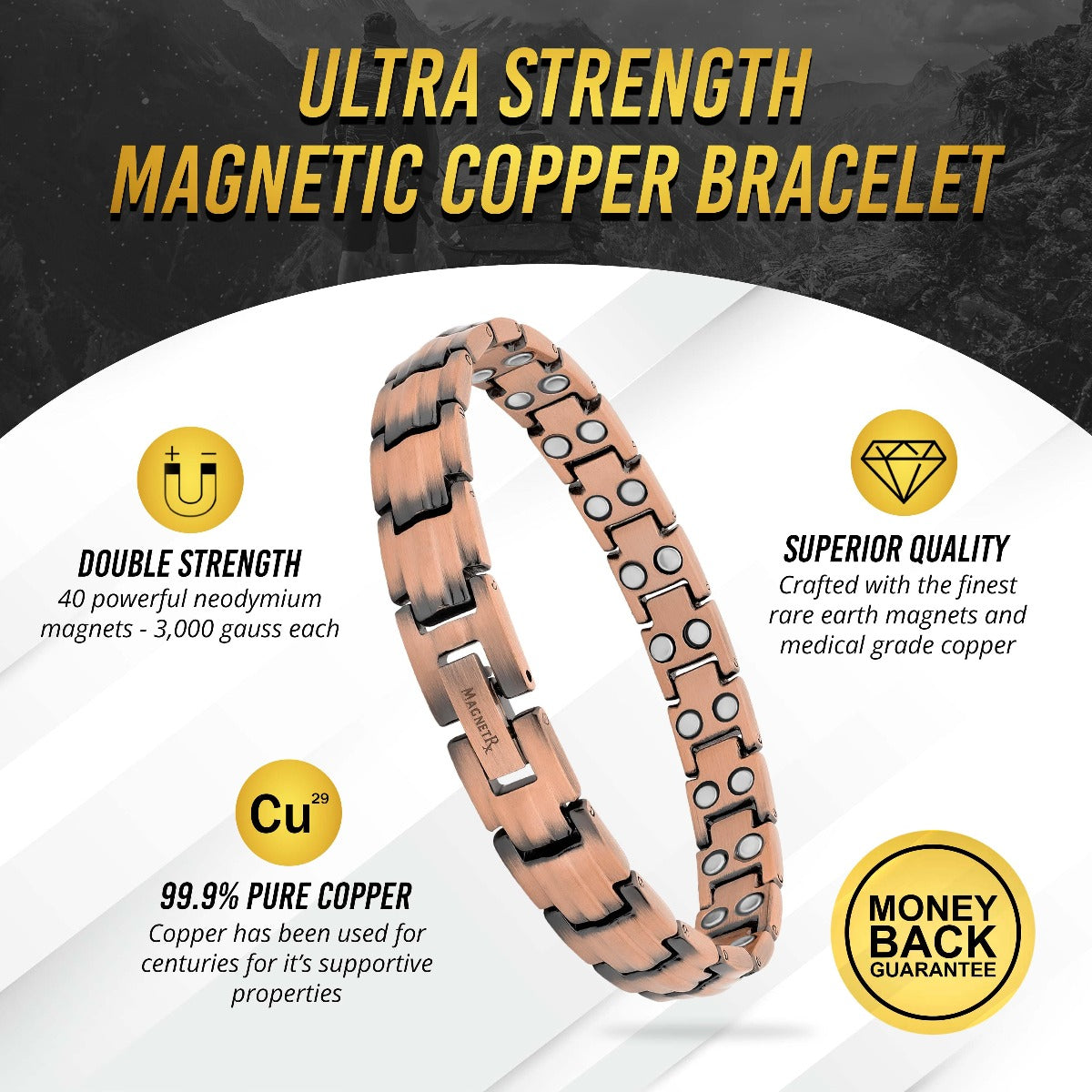 Bracelet de Magnétothérapie en Cuivre Pur Ultra-Résistant pour Femme (Classique)