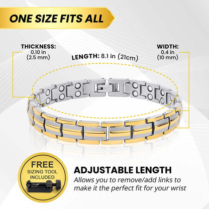 Women's Ultra Strength Silver & Gold Titanium Magnetic Bracelet